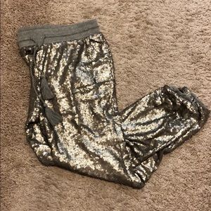 Silver Sequin Jogger - Medium